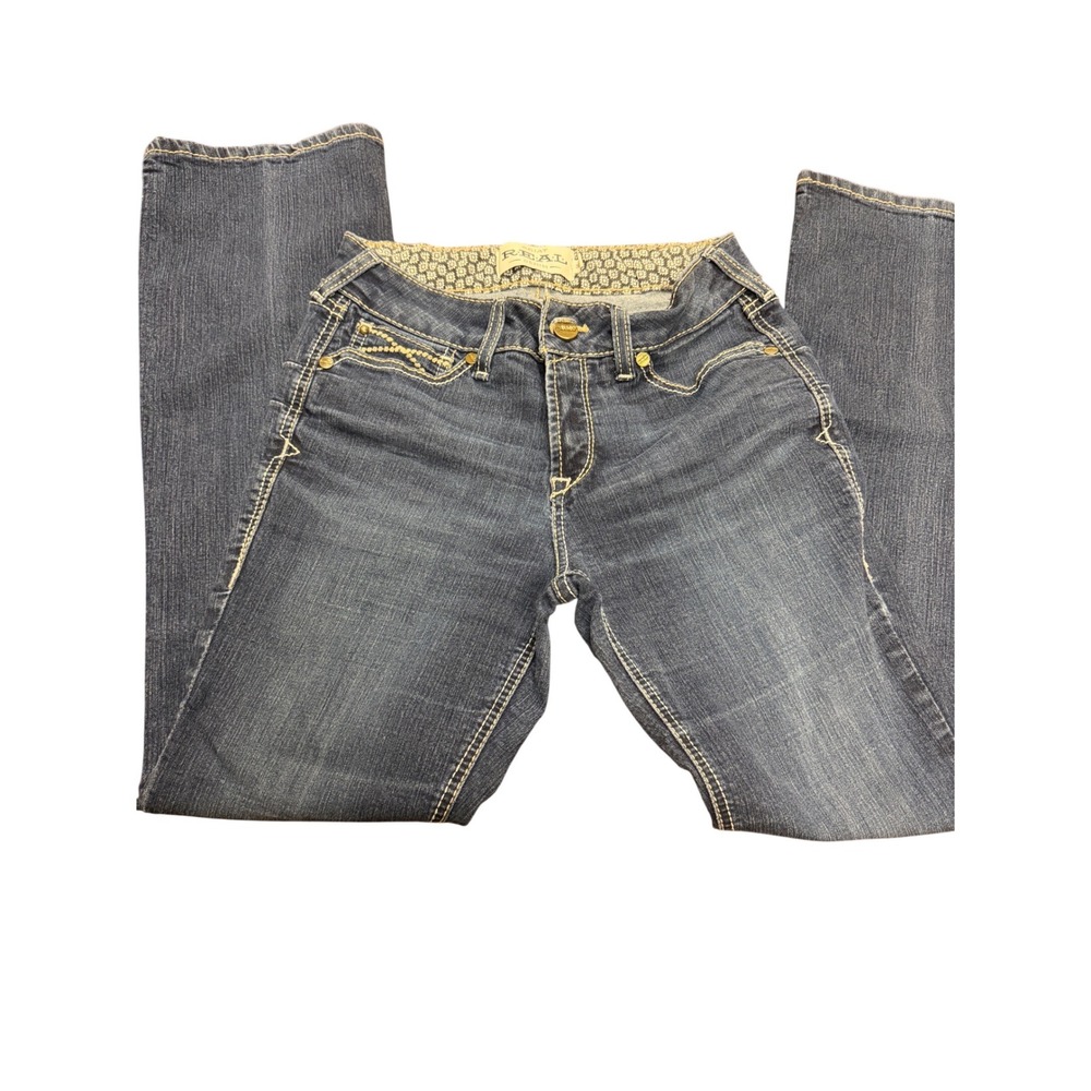 Ariat REAL Denim Womens 30R Mid Rise Bootcut Jeans Dark Wash Contrast Stitch